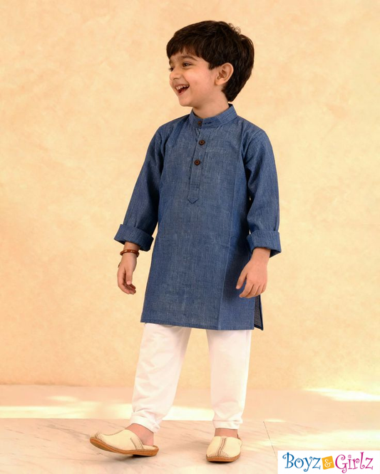 Boys Classic Blue Kurta Pajama Set – Premium Eid & Festive Wear